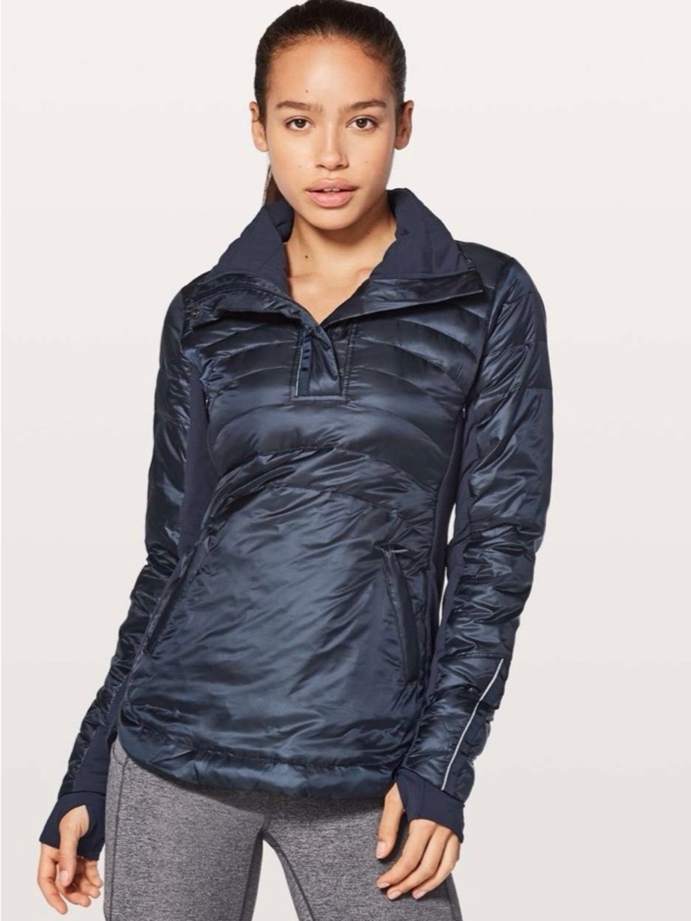 lululemon Down For a Run - Navy Quilted Pullover Puffer Size 6